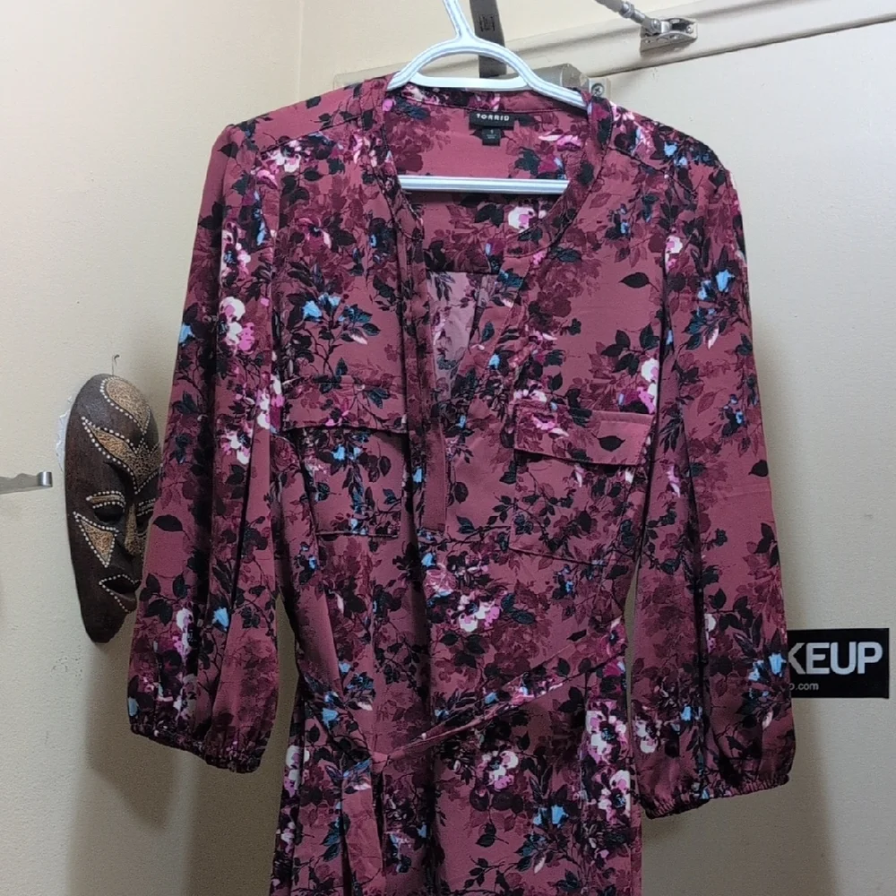 Torrid Burgundy Floral Dress - Picture 6 of 9
